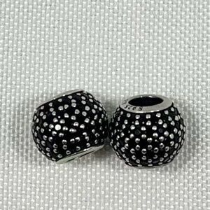 Pandora Black Pave Lights S925 Beads Retired Silver Charms Set of 2